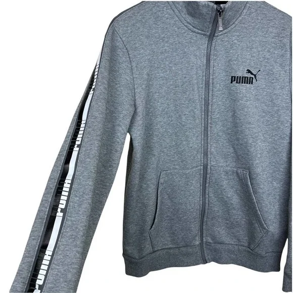 PUMA Full Zip Fleece Track Jacket Grey Size Small - Picture 4 of 14